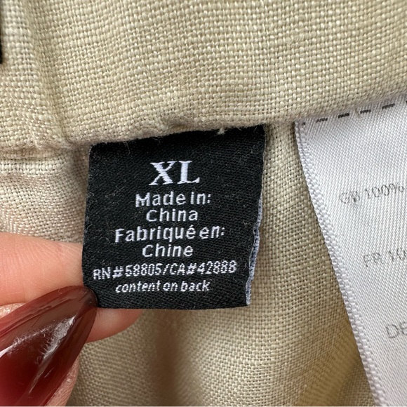 Rochester 100% Linen Pants XL Beige Drawstring Elastic Waist Relaxed Coastal - Picture 9 of 11